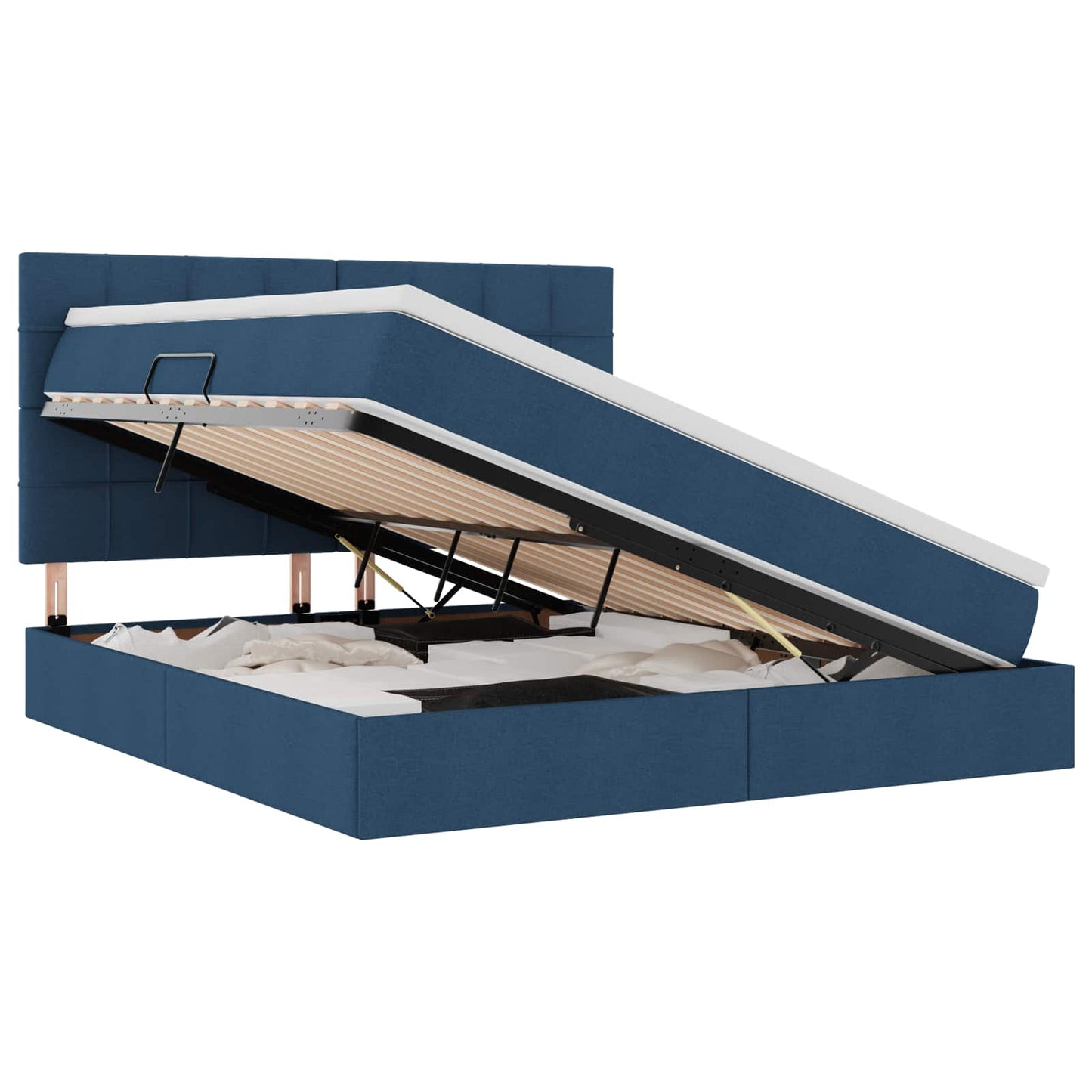 Letto con contenitore LED e materasso Blu 180 x 200 cm Tessuto | homemem39