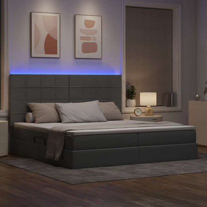Letto con testiera Grigio chiaro 200 x 200 cm Tessuto
