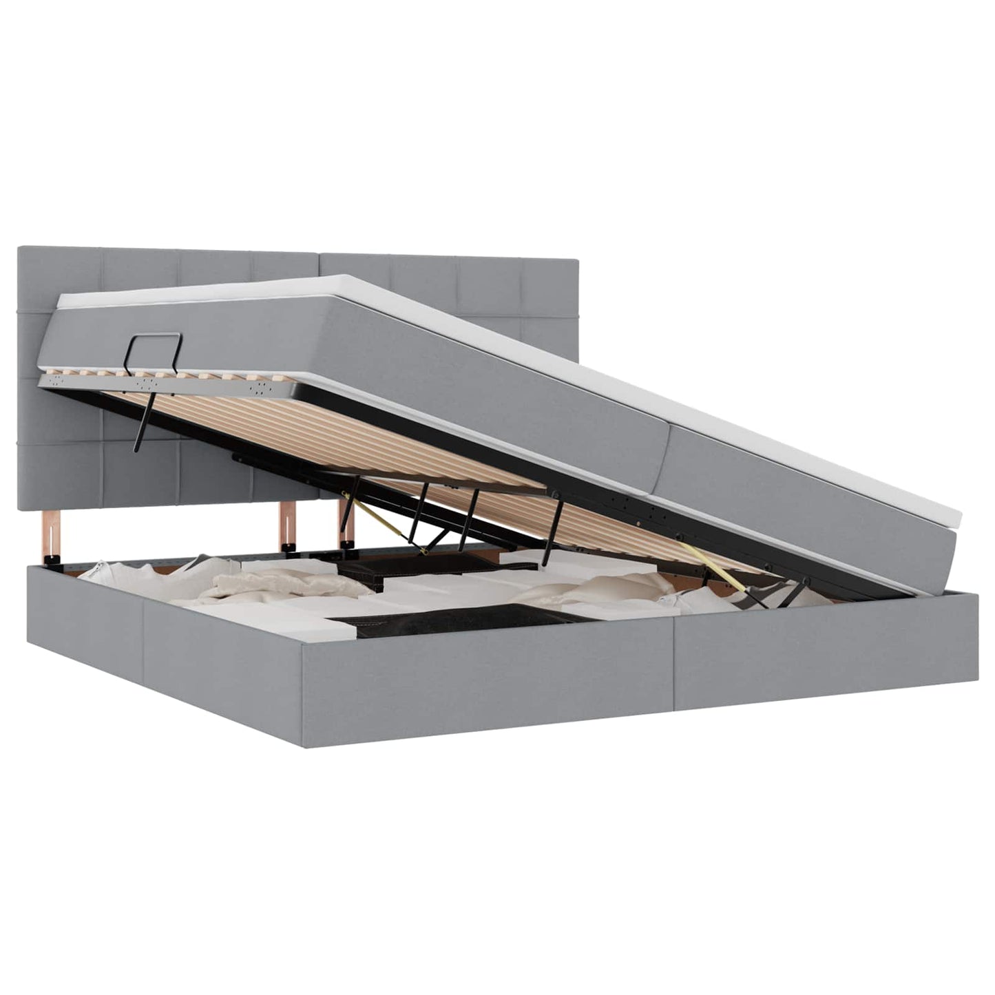 Letto con contenitore LED e materasso Grigio Chiaro | homemem39