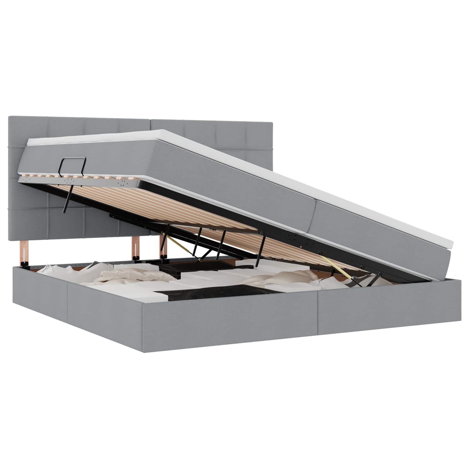 Letto con contenitore LED e materasso Grigio Chiaro | homemem39