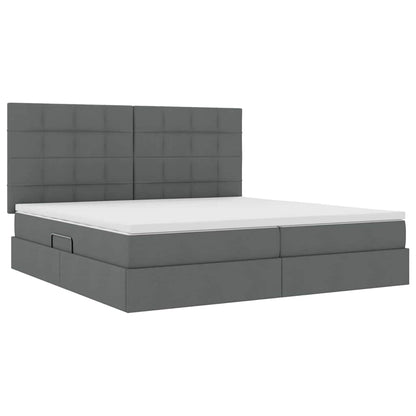 Letto con testiera Grigio scuro 200 x 200 cm Tessuto