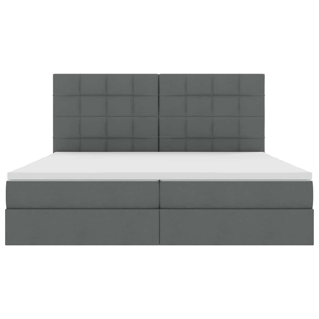 Letto con testiera Grigio scuro 200 x 200 cm Tessuto