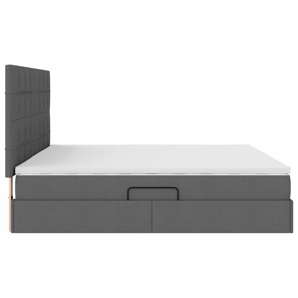 Letto con testiera Grigio scuro 200 x 200 cm Tessuto