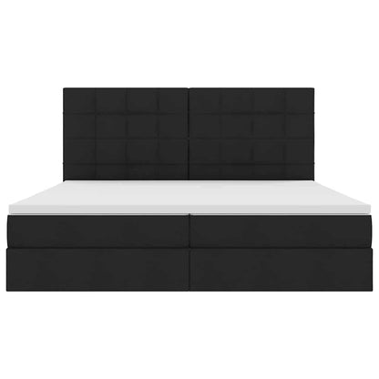 Letto con luci a strisce a LED Nero 200 x 200 cm Tessuto