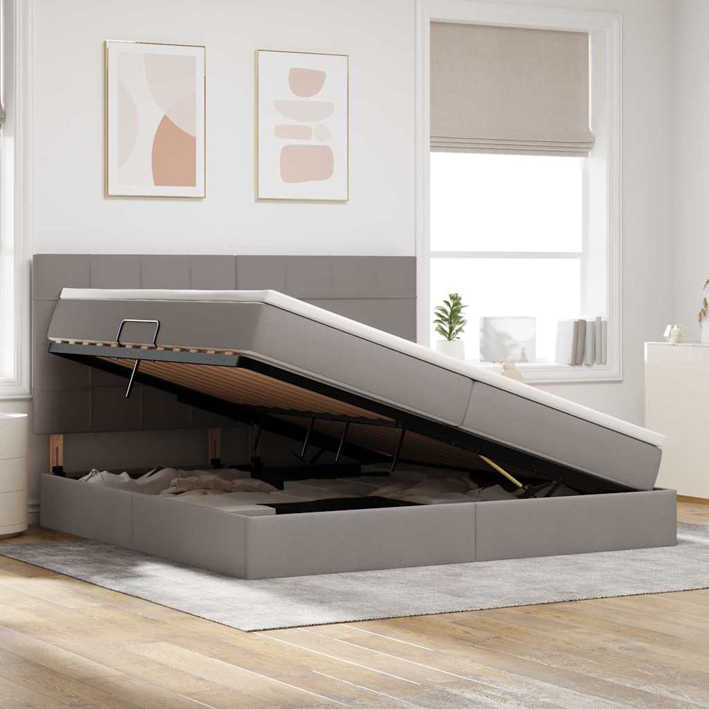 Letto con luci a strisce a LED Talpa 200 x 200 cm Tessuto