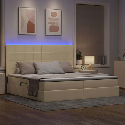 Letto con contenitore LED e materasso Crema 200 x 200 cm | homemem39