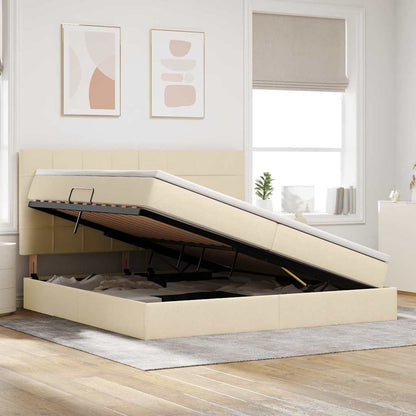 Letto con contenitore LED e materasso Crema 200 x 200 cm | homemem39