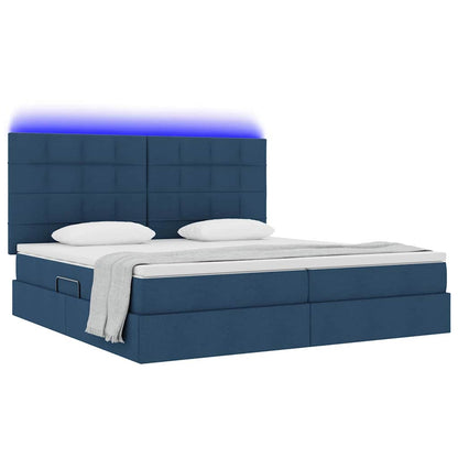 Letto con luci a strisce a LED Blu 200 x 200 cm Tessuto