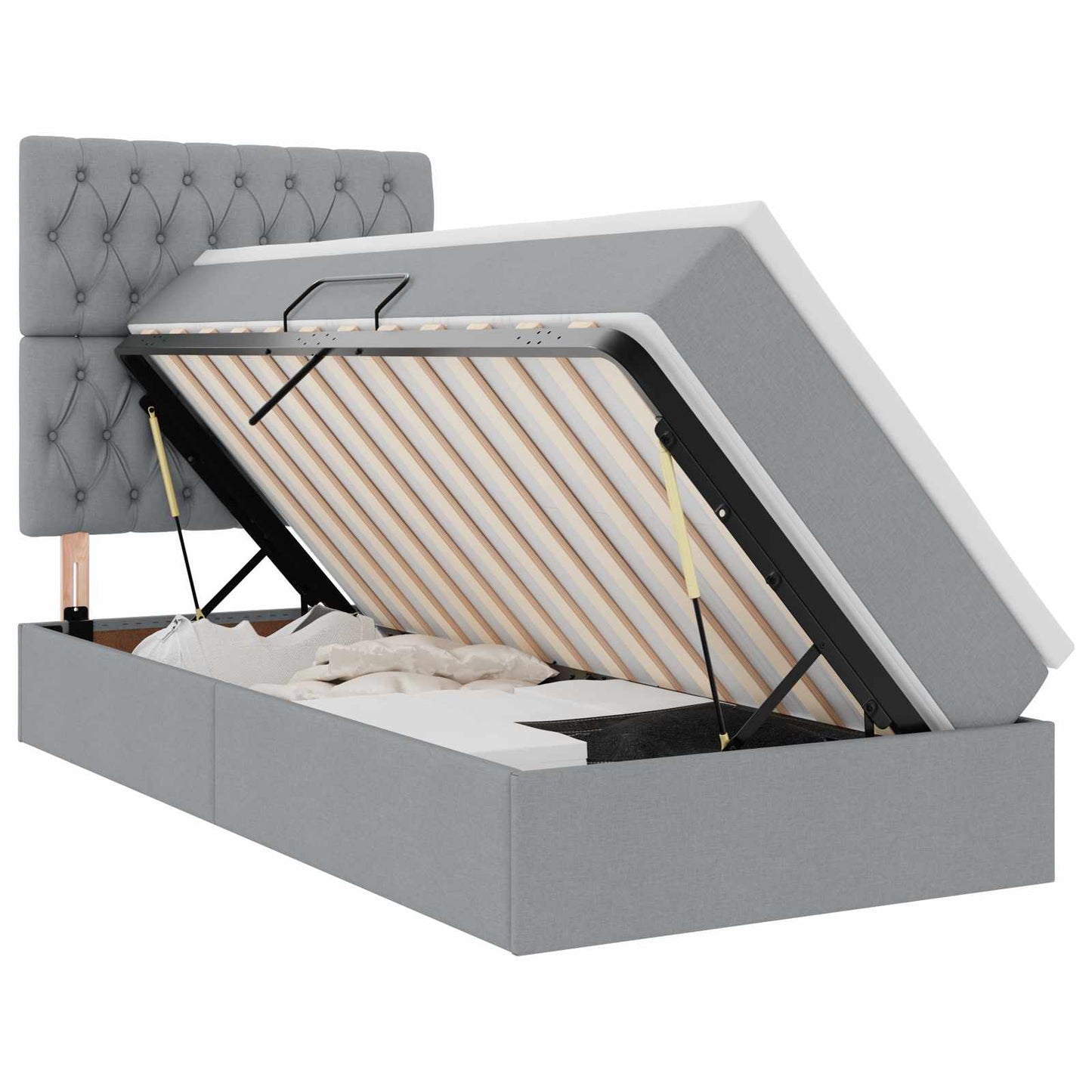 Letto con contenitore LED e materasso Grigio Chiaro 90 x 190 cm | homemem39