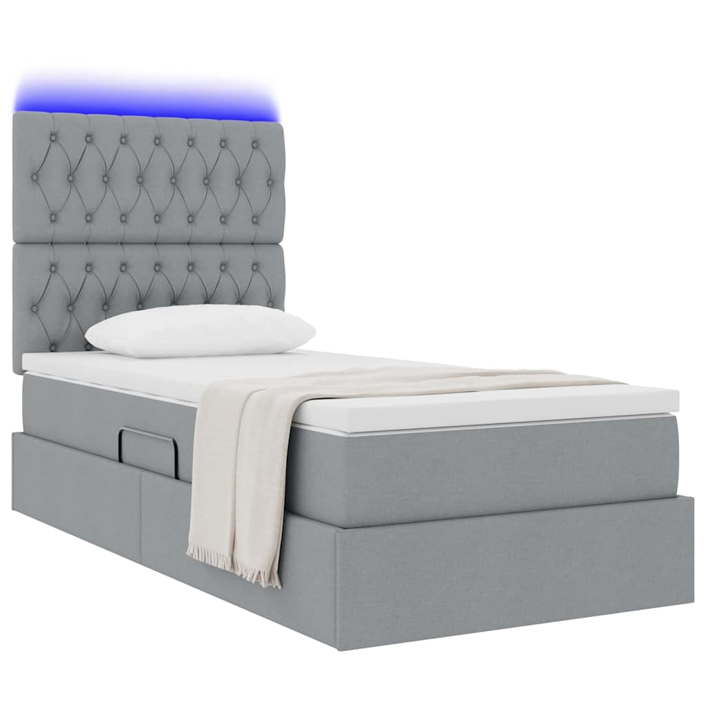 Letto con contenitore LED e materasso Grigio Chiaro 90 x 190 cm | homemem39