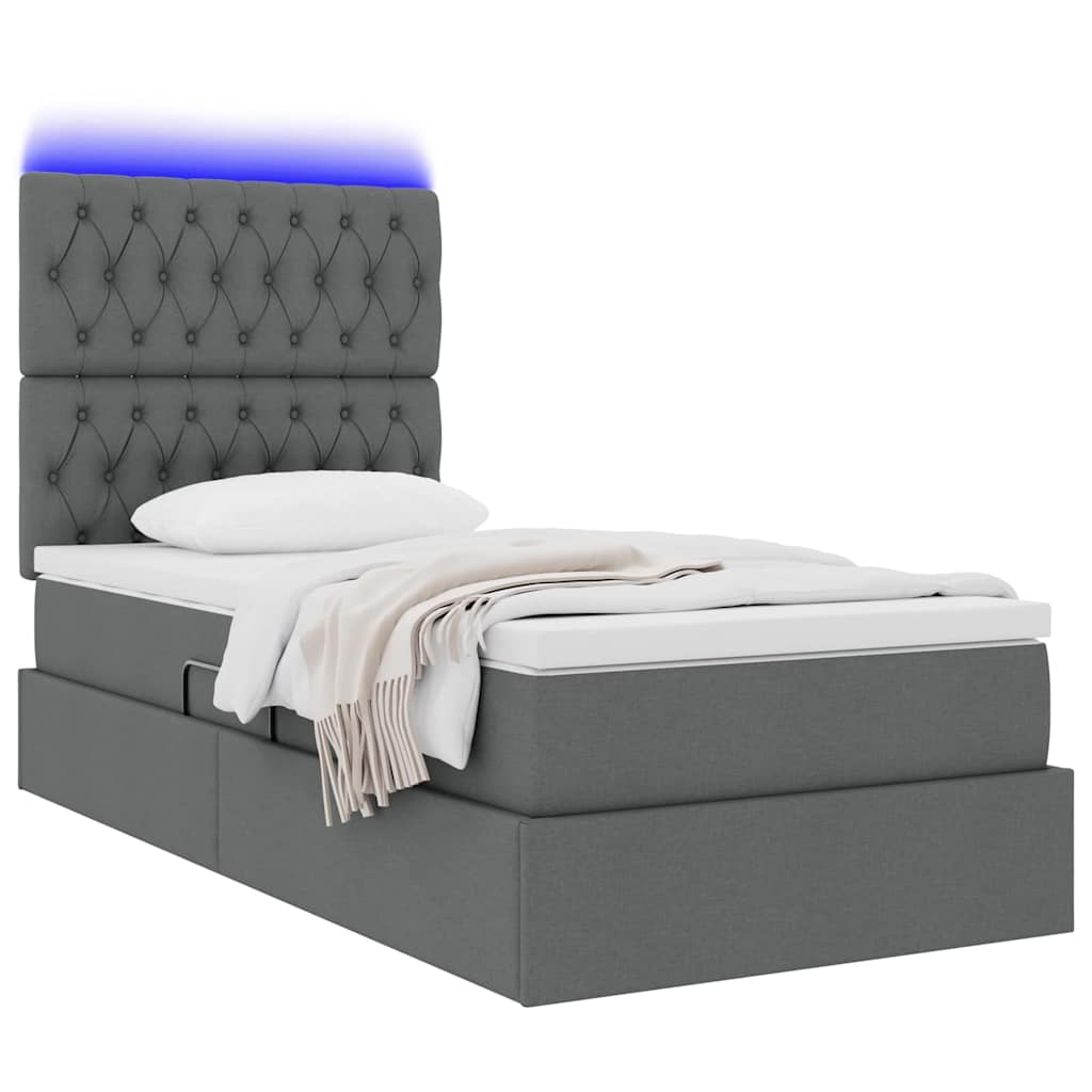 Letto con contenitore LED e materasso Grigio Scuro 90 x 190 cm | homemem39
