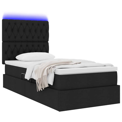 Letto con contenitore LED e materasso Nero 90 x 190 cm Tessuto | homemem39