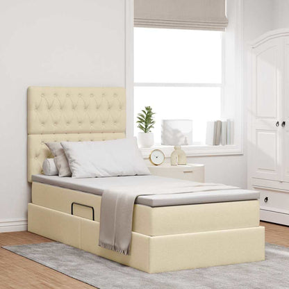 Letto con contenitore LED e materasso Crema 90 x 190 cm Tessuto | homemem39