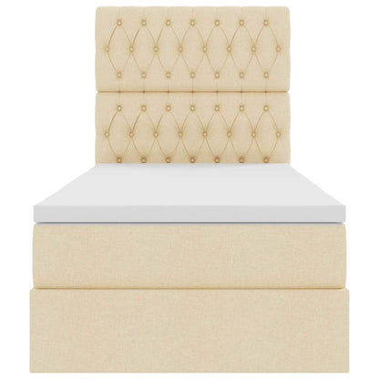 Letto con contenitore LED e materasso Crema 90 x 190 cm Tessuto | homemem39
