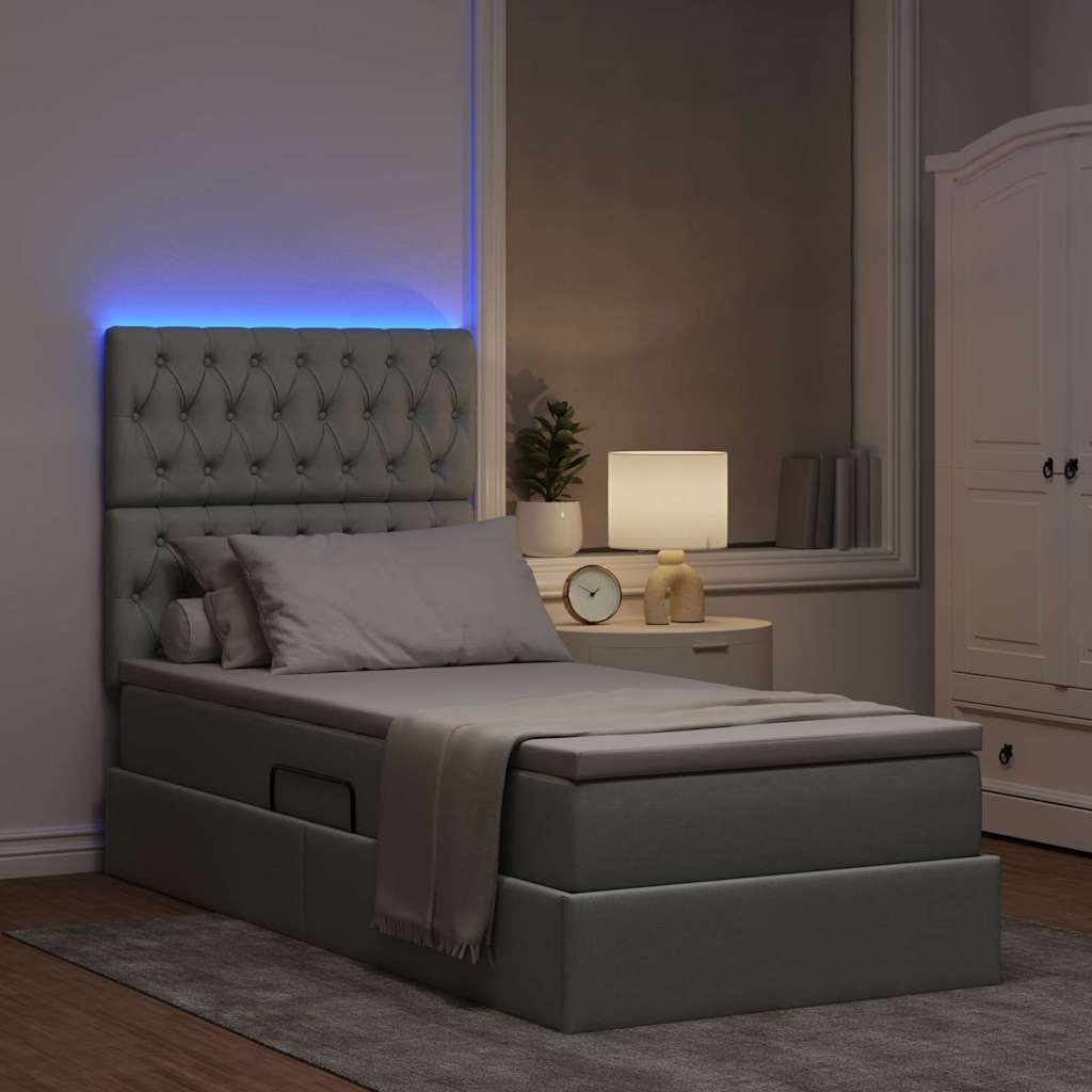Letto con contenitore LED e materasso Grigio Chiaro 90 x 200 cm | homemem39