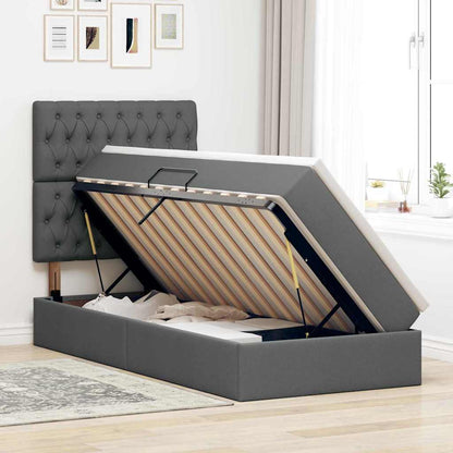 Letto con contenitore LED e materasso Grigio Scuro 90 x 200 cm
