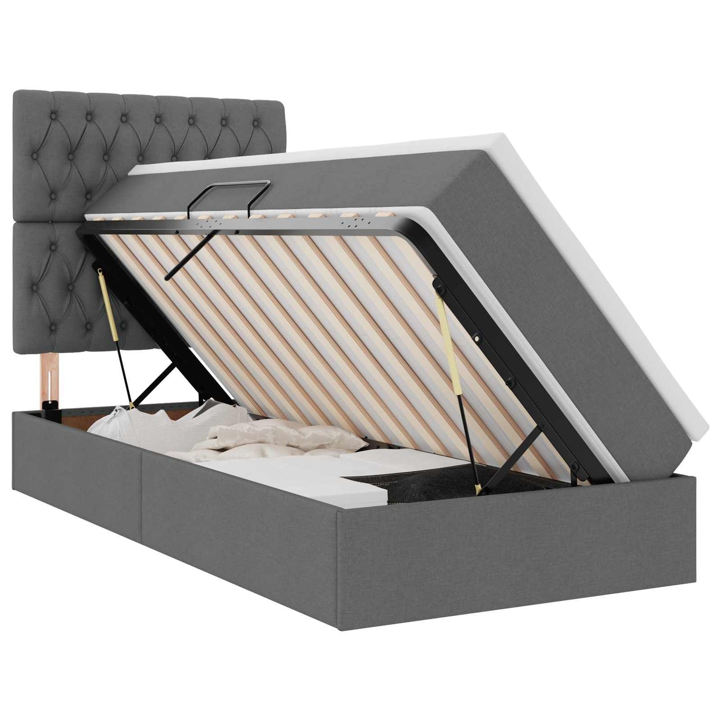 Letto con contenitore LED e materasso Grigio Scuro 90 x 200 cm
