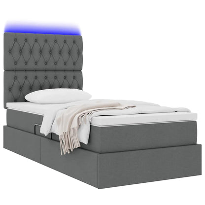 Letto con contenitore LED e materasso Grigio Scuro 90 x 200 cm