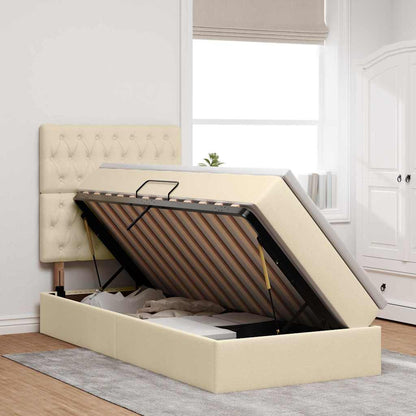 Letto con contenitore LED e materasso Crema 90 x 200 cm Tessuto | homemem39