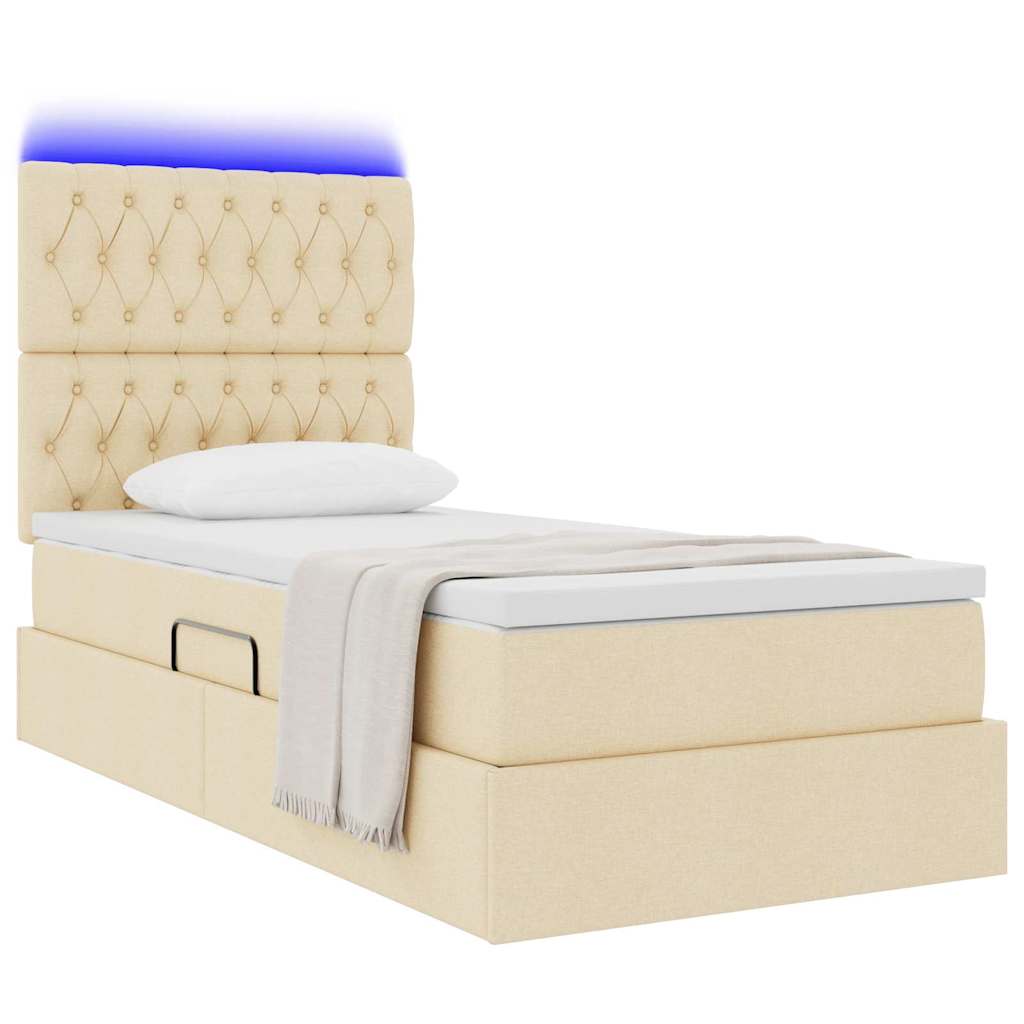 Letto con contenitore LED e materasso Crema 100 x 200 cm | homemem39