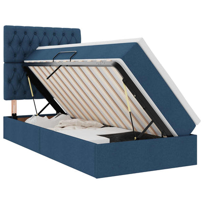 Letto con contenitore LED e materasso Blu 100 x 200 cm Tessuto | homemem39