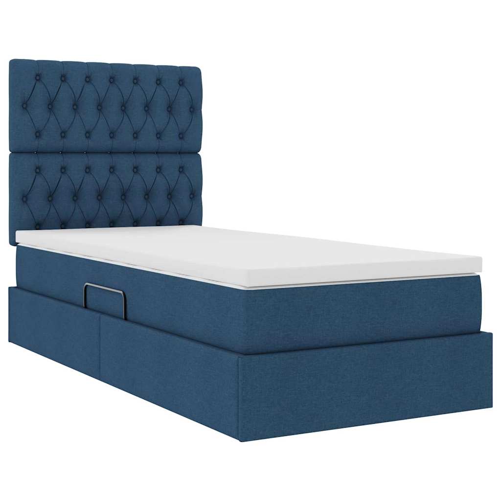 Letto con contenitore LED e materasso Blu 100 x 200 cm Tessuto | homemem39