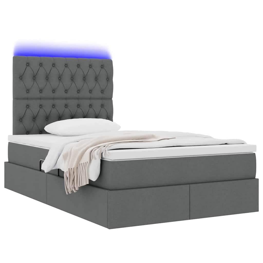 Letto con contenitore LED e materasso Grigio Scuro 120 x 190 cm | homemem39