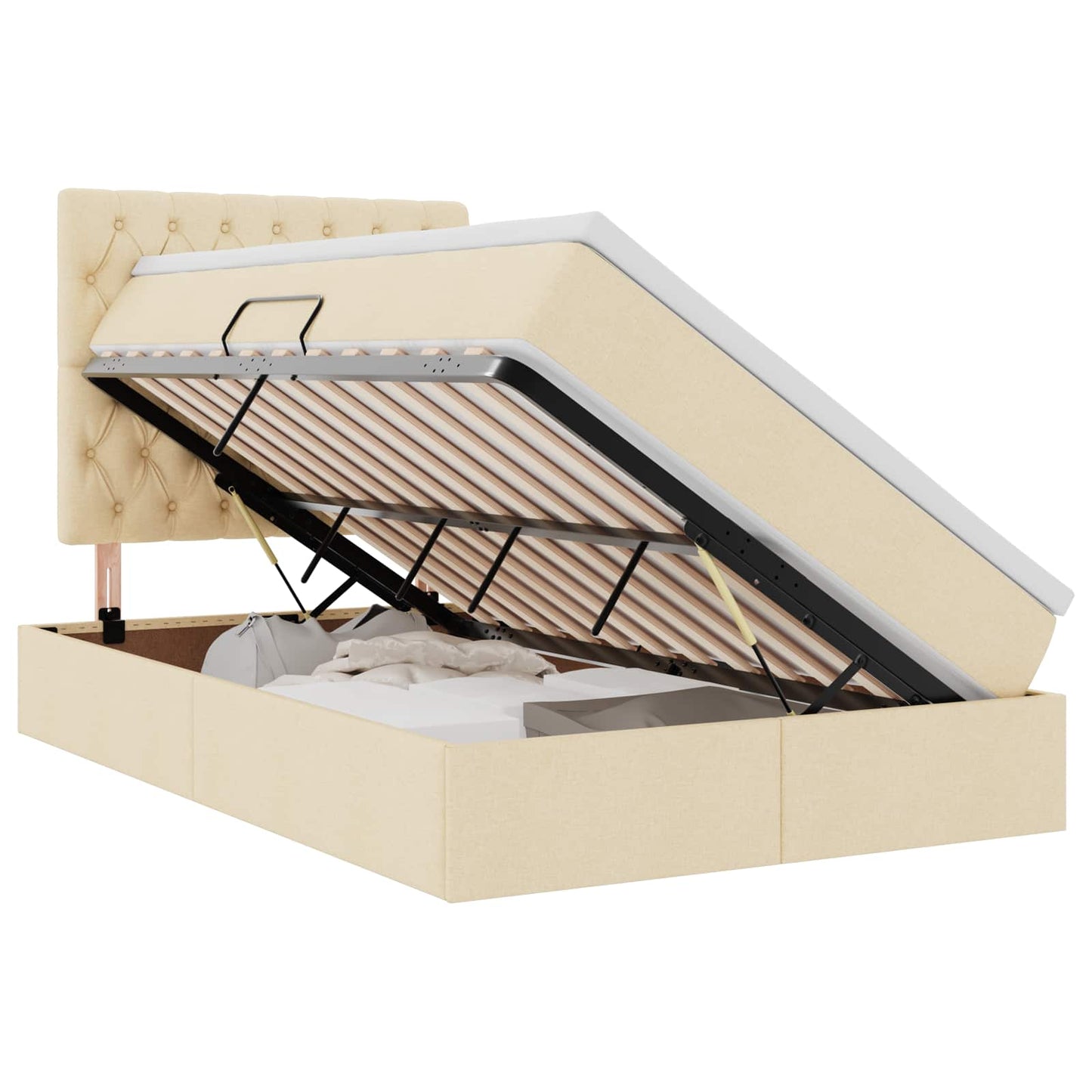 Letto con contenitore LED e materasso Crema 120 x 190 cm | homemem39
