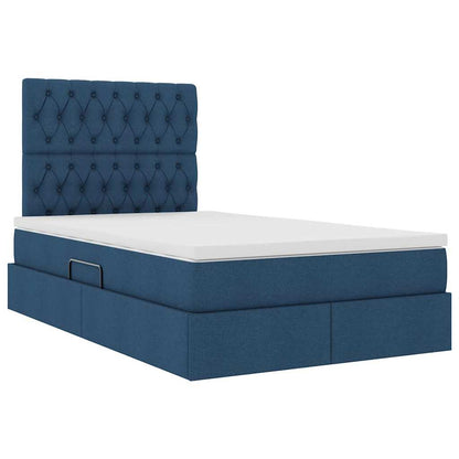 Letto con contenitore LED e materasso Blu 120 x 190 cm Tessuto | homemem39