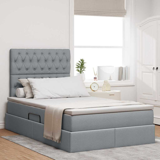 Letto con testiera Grigio chiaro 120 x 200 cm Tessuto