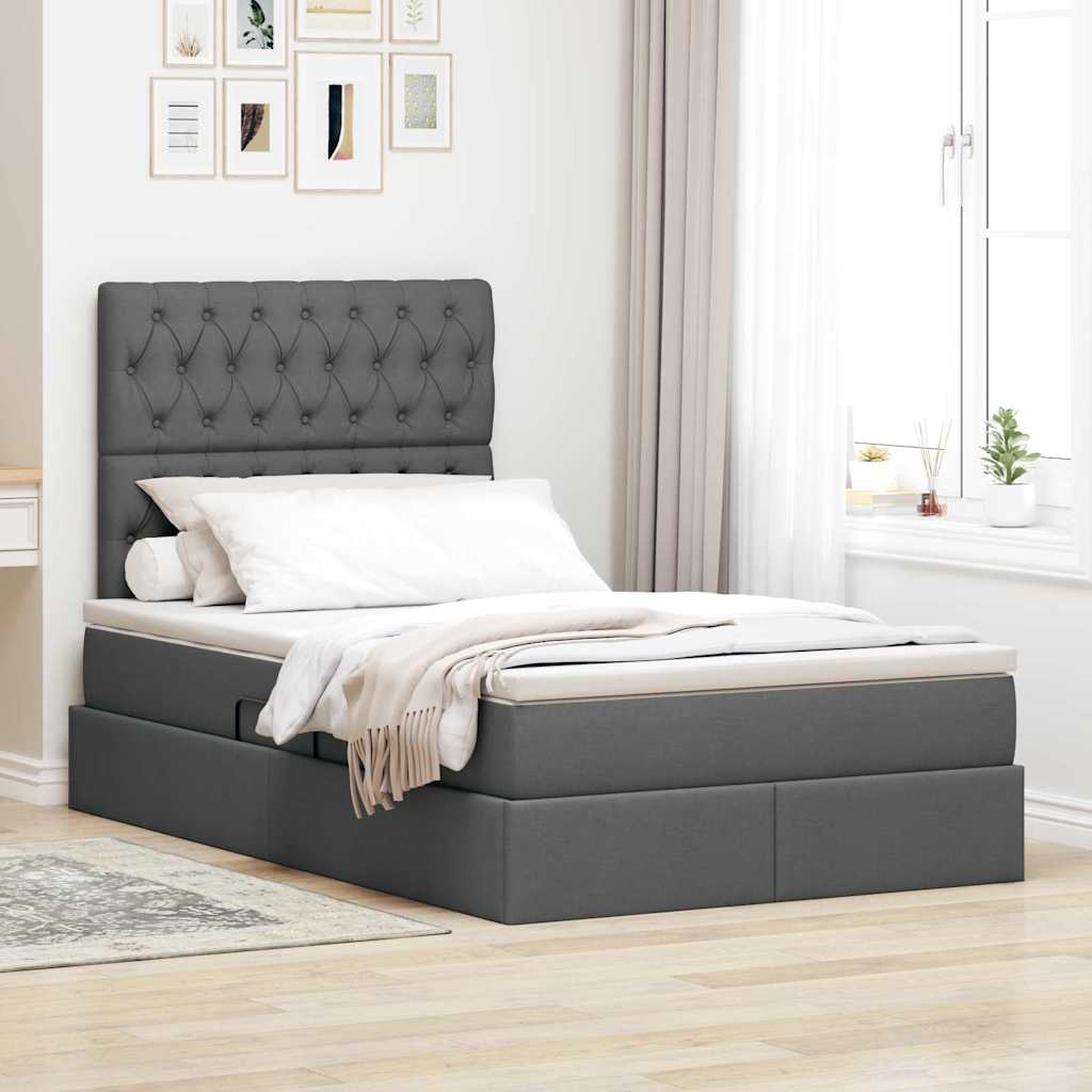 Letto con testiera Grigio scuro 120 x 200 cm Tessuto