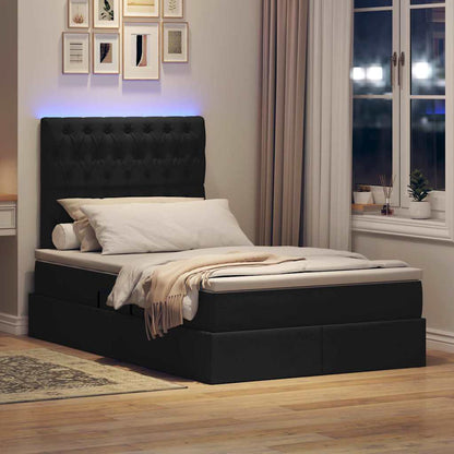 Letto con contenitore LED e materasso Nero 120 x 200 cm Tessuto | homemem39