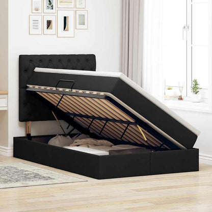 Letto con contenitore LED e materasso Nero 120 x 200 cm Tessuto | homemem39