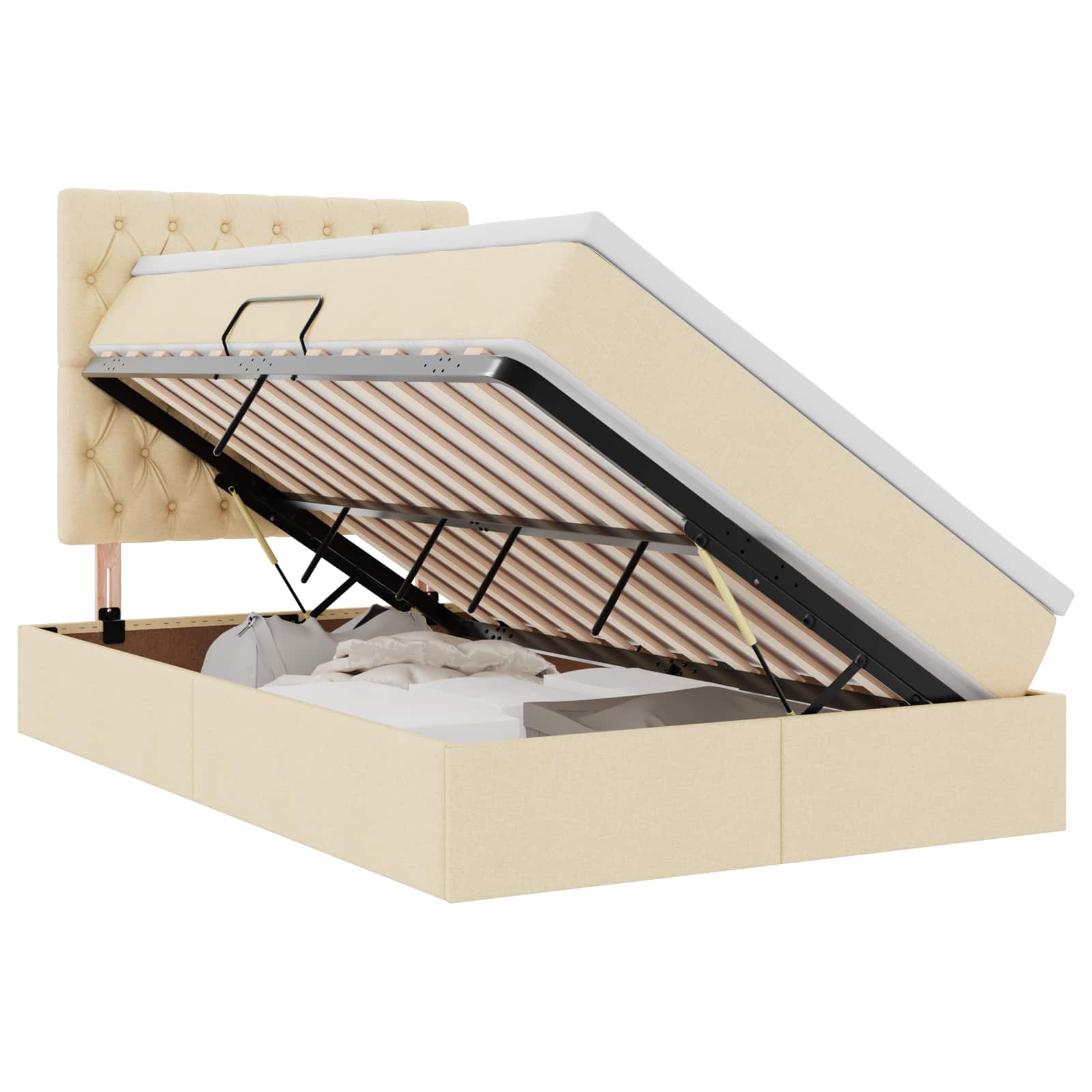 Letto con contenitore LED e materasso Crema 120 x 200 cm | homemem39