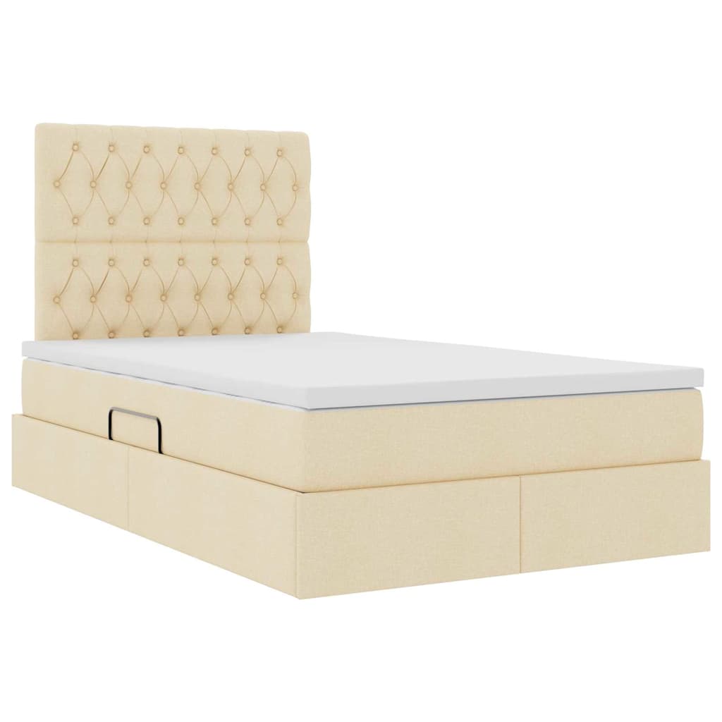 Letto con luci a strisce a LED Crema 120 x 200 cm Tessuto