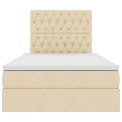 Letto con luci a strisce a LED Crema 120 x 200 cm Tessuto