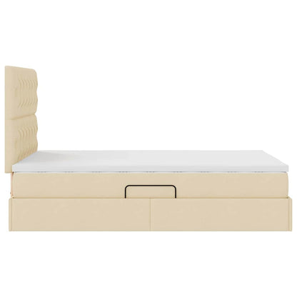 Letto con luci a strisce a LED Crema 120 x 200 cm Tessuto