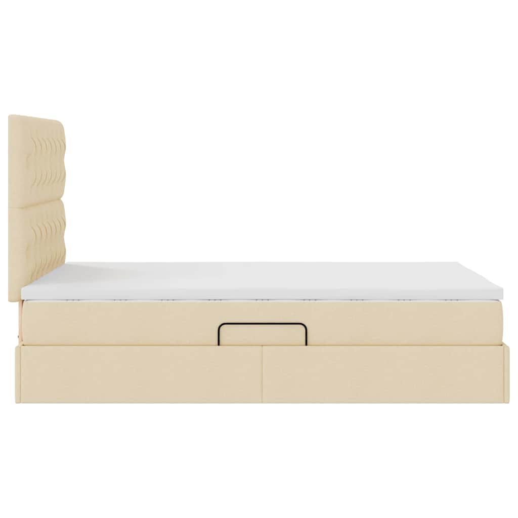 Letto con luci a strisce a LED Crema 120 x 200 cm Tessuto