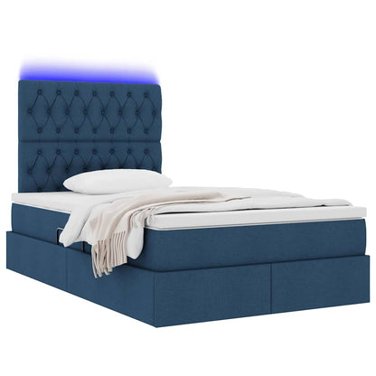 Letto con luci a strisce a LED Blu 120 x 200 cm Tessuto