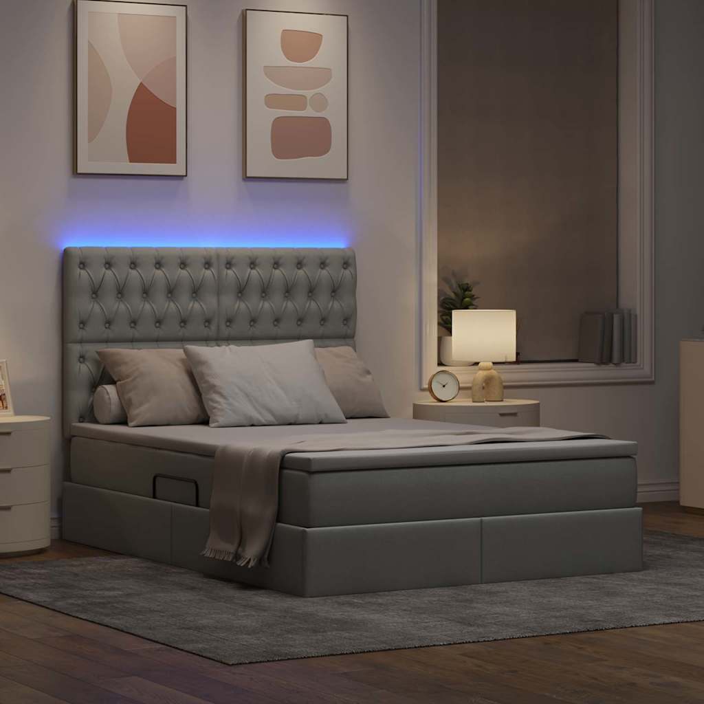 Letto con testiera Grigio chiaro 140 x 190 cm Tessuto