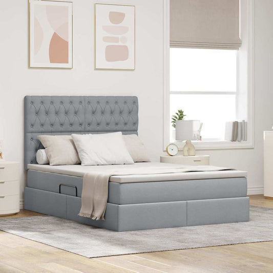 Letto con testiera Grigio chiaro 140 x 190 cm Tessuto