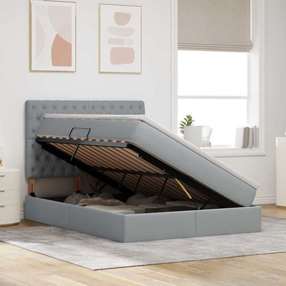 Letto con testiera Grigio chiaro 140 x 190 cm Tessuto