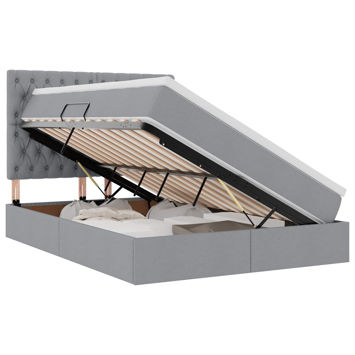 Letto con contenitore LED e materasso Grigio Chiaro | homemem39