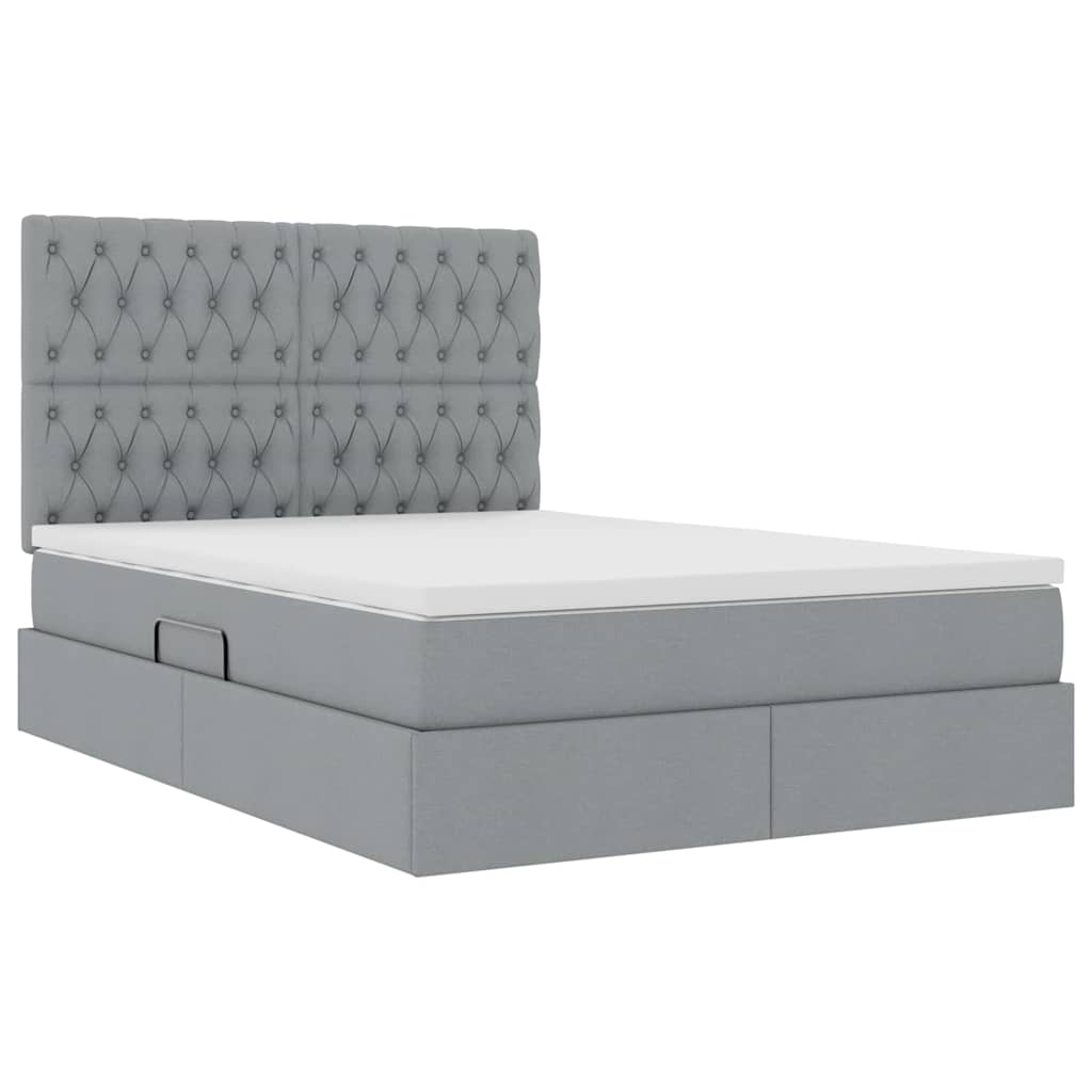Letto con testiera Grigio chiaro 140 x 190 cm Tessuto