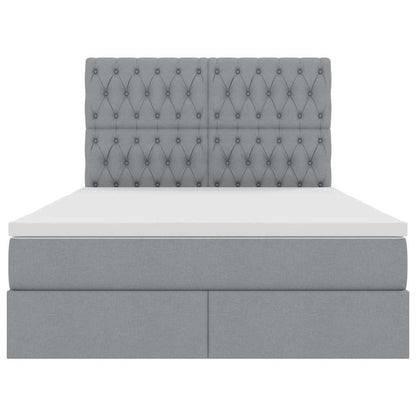 Letto con testiera Grigio chiaro 140 x 190 cm Tessuto