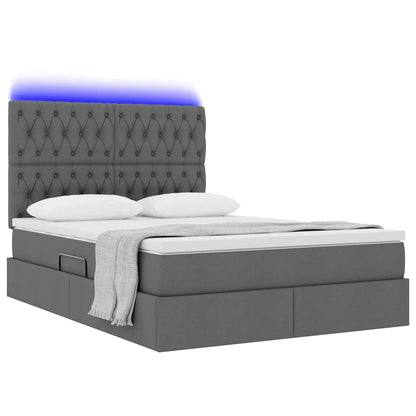 Letto con contenitore e LED Grigio scuro 140 x 190 cm