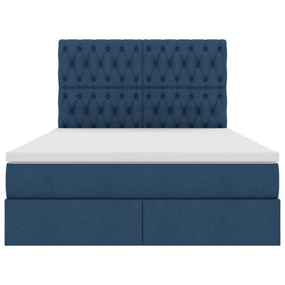 Letto con luci a strisce a LED Blu 140 x 190 cm Tessuto