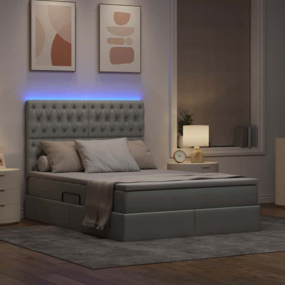 Letto con testiera Grigio chiaro 140 x 200 cm Tessuto
