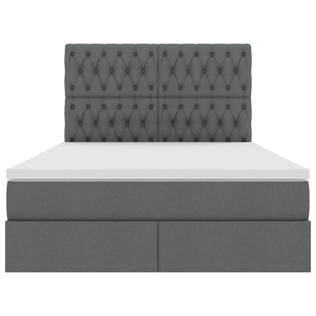 Letto con testiera Grigio scuro 140 x 200 cm Tessuto