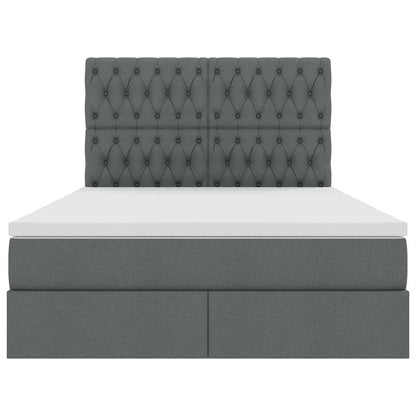 Letto con testiera Grigio scuro 140 x 200 cm Tessuto